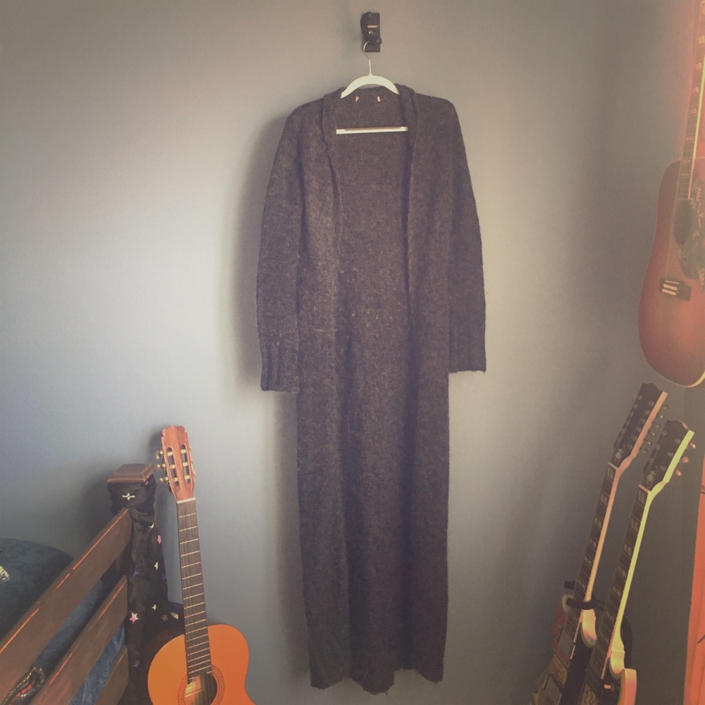 Free People Grey maxi duster sweater